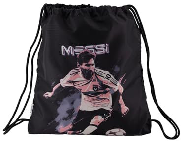 Messi Herren Drawstring Bag for Boys & Girls, Water-Resistant Nylon & Side Pocket Tasche mit Kordelzug, Schwarz, Einheitsgröße