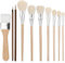 Nogeqi 10 Pcs Assorted Size Goat Hair Oil Painting Brushes Mop Brush for Acrylic Painting Acrylic Blending Brush with Wooden Handle for Watercolor Face Body Art Pottery