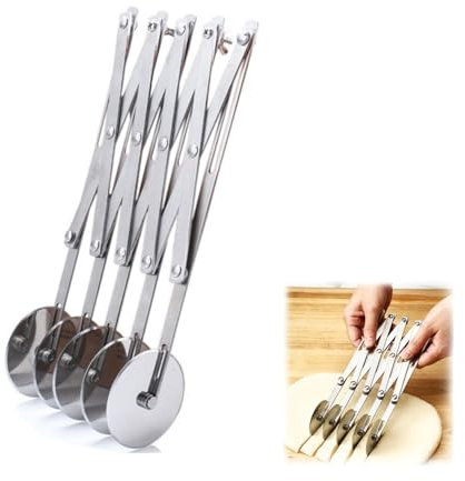 5 Wheel Pastry Cutter, Multi-Wheel Dough Divider, Pastry Knife Baking Cutter Adjustable Width, Expandable Telescopic Pizza Slicer, for Kitchen Baking, Pastry, Bread