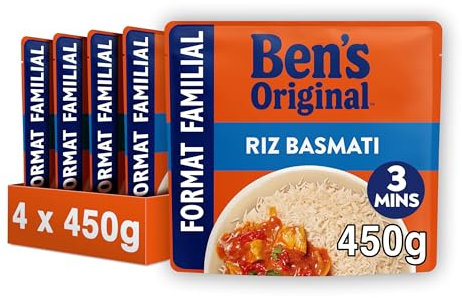 BEN'S ORIGINAL - Riz Micro-ondable Basmati Format Familial 2min, 4x450g