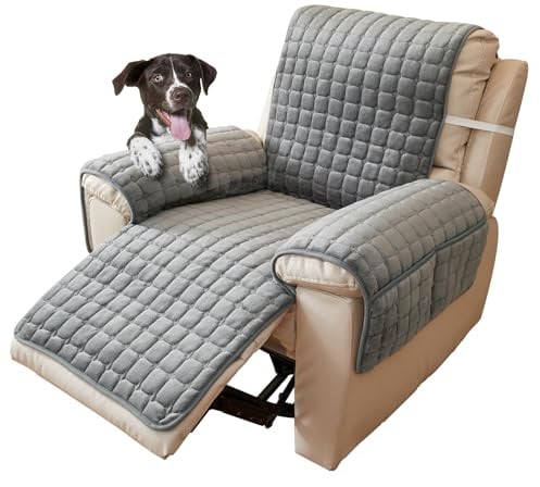 CFPLeHiYS Sesselschoner für Relaxsessel Sesselüberwurf mit Armlehne Sesselauflage Anti-Rutsch Fernsehsessel Schonbezug Armlehnenbezüge Sessel Überzug für Haustieren Hund(Dunkelgrau,1 Sitz (53*190cm))