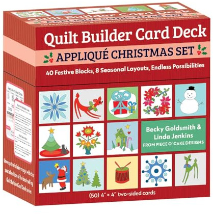 Quilt Builder Card Deck Appliqué Christmas Set: 40 Festive Blocks, 8 Seasonal Layouts, Endless Possibilities