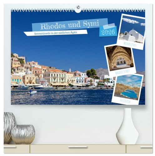 Rhodos und Symi (hochwertiger Premium Wandkalender 2026 DIN A2 quer), Kunstdruck in Hochglanz: Zwei Perlen in der Ägäis, Rhodos und Symi (CALVENDO Orte)