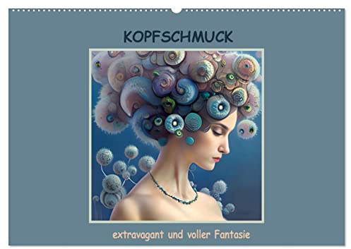 Kopfschmuck - extravagant und voller Fantasie (Wandkalender 2026 DIN A2 quer), CALVENDO Monatskalender: Porträts schöner Frauen mit außergewöhnlichem Kopfschmuck (CALVENDO Kunst)