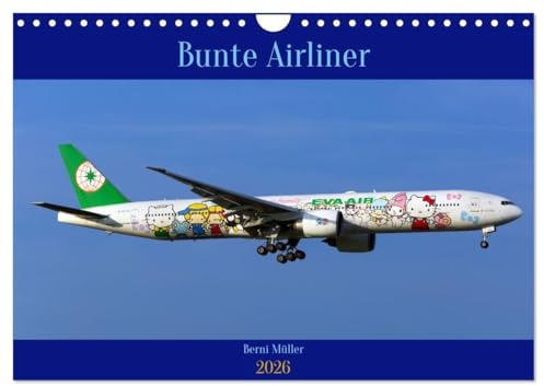 Bunte Airliner (Wandkalender 2026 DIN A4 quer), CALVENDO Monatskalender: Linienflugzeuge mit Sonderbemalungen (CALVENDO Mobilitaet)