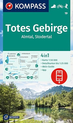 KOMPASS Wanderkarte 19 Totes Gebirge, Almtal, Stodertal 1:50.000: 4in1 Wanderkarte mit Aktiv Guide und Detailkarten inklusive Karte zur offline Verwendung in der KOMPASS-App. Fahrradfahren. Skitouren.