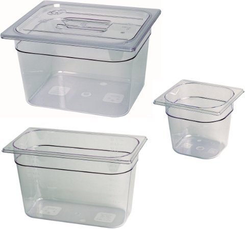 GN Behälter Gastronormbehälter 1/6-150 mm Tiefe aus Kunststoff durchsichtig 1A Qualität