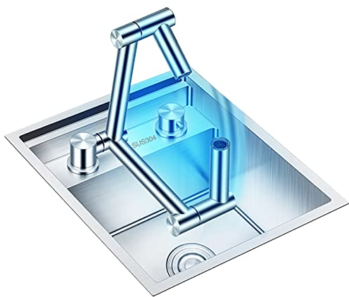 Fregadero Empotrado Fregadero De Acero Inoxidable Fregadero De Barra con Tapa Fregadero De Cocina Cuadrado Grifo Abatible Accesorios Incluidos (S : 50x40x23cm)