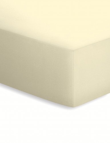 schlafgut Mako-Jersey Basic Spannbetttuch, Baumwolle, Ecru, 200 x 150 cm