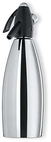 iSi Siphon, Wassersprudler für Sprudelwasser, Sprudler mit Edelstahl Flasche, Kohlensäure für Wasser, Soda Maker, Für Drinks & Cocktails, Schwarz, 8.5 x 8.5 x 31.5 cm
