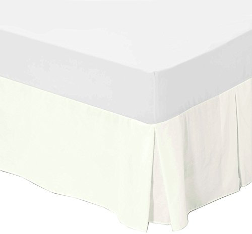 The House Of Emily Cream Small Double Bed Size (4FT Wide) Box Pleated Base Platform Valance with 16 Drop