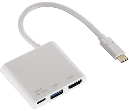 Hama USB-Type-C-Hub mit 1x USB-3.1, 1x USB-C, 1x HDMI (USB-Verteiler für Laptop/PC/Smartphone/Tablet mit USB-C-Anschluss, Power-Delivery-Ladefunktion, OTG-fähig, Thunderbolt-3) USB Mehrfach-Adapter