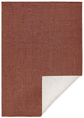 NORTHRUGS In- und Outdoor Teppich Miami 80x150cm - Wendeteppich Wetterfest Modernes Unifarben Design Läufer für Balkon Terrasse Garten Wintergarten Wohnzimmerteppich Wasserfest in Terra Creme