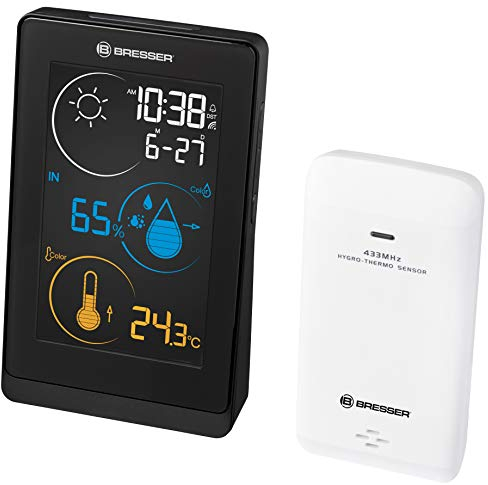 Bresser Funkwetterstation Temeo Life H mit Farbdisplay, Schimmel, Frost und Hitzewarnung, Wettertrend, inklusive Außensensor