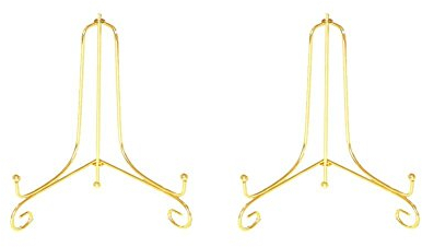 Tincogo (2 pack) 4 Iron Display Stand,Gold Small Iron Easel Plate Display Photo Holder Stand, Displays card,cookie, Decorative Plates,Artwork