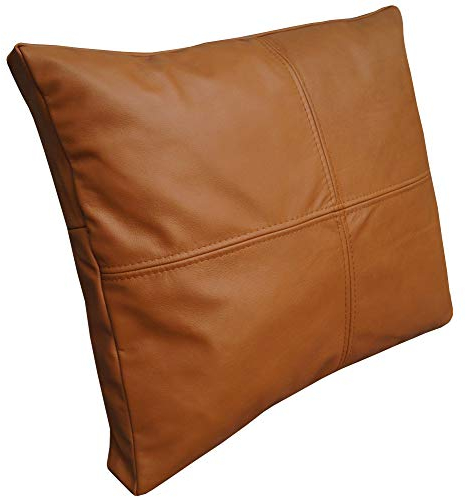 Quattro Meble Cognac Farbe Echtleder Kissen Sofa & Stuhl Dekokissen Zierkissen Echtleder Rückenkissen Rindsleder Echt Leder Modell P&Z 4EL (50 x 65 cm)