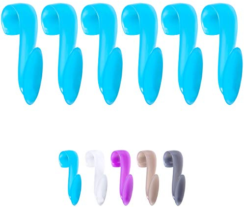 WELLGRO 6X Rundheizkörperhaken - Top Qualität Made IN Germany - Haken für Handtuch - Heizkörperhaken - Handtuchhaken - Farbe wählbar, Farbe:Türkis