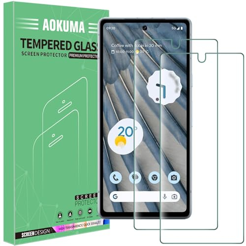 AOKUMA Tempered Glass for Google Pixel 7A, Screen Protector, [2 Pack] Premium Quality Guard Film, Case Friendly, Shatterproof, Shockproof, Scratchproof oilproof