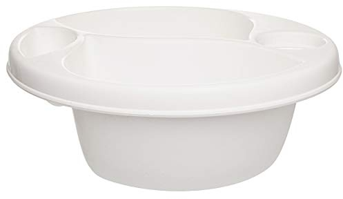 alles-meine.de GmbH 3 Kammer - Schüssel/Waschschüssel/Kinderwaschbecken - weiß - Bieco - mit Seifenablage - Organizer - Reinigungsmittel Aufbewahrungsbox - Pflege - Camping -..