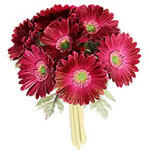 Gänseblümchen Deko 7 stücke künstliche Gerbera blumenstrauß europäischen Stil afrikanische gänseblümchen Blumen Simulation schmuck Hause Hochzeit Dekoration weinrot Deko Blumen