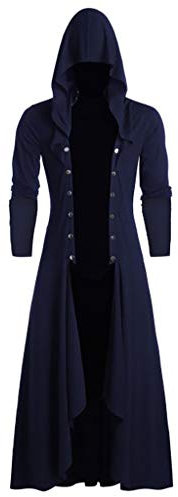 Manteau Steampunk Homme avec Capuche Long Vintage Gothique Trench Coat Manche Longues Retro Pas Cher A La Mode Cardigan Veste Cape Coupe Vent