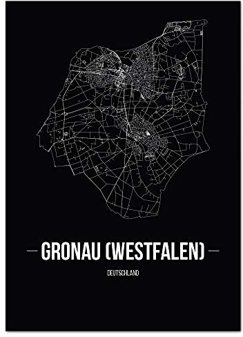 JUNIWORDS Stadtposter - Wähle Deine Stadt - Gronau (Westf.) - 30 x 40 cm Poster - Schrift B - Schwarz