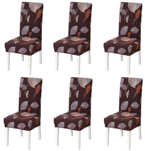 Layack Housse de Chaise Extensible, Lot de 6 Housses Amovibles et Lavables pour Cuisine et Salle à Manger, Respirantes, Douce et Confortable, Déco pour Hôtel, Mariage, Banquet