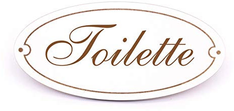 Dekolando Schild Türschild Oval - Toilette - selbstklebend Hinweisschild Tür WC Dekoschild Toilettenschild 15 x 7 cm