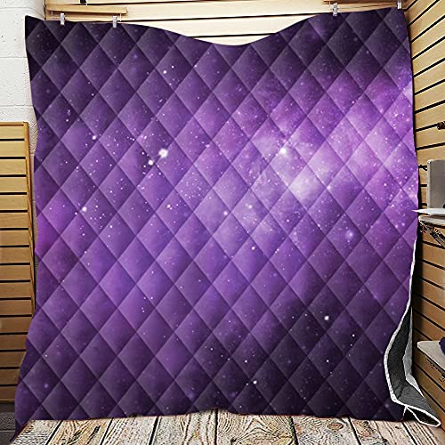 Chickw1 Tagesdecke Bettüberwurf Gesteppt, Mikrofaser Galaxis Drucken Tagesdecke Schlafzimmer Steppdecke Decke Überwurf Wohnzimmer Sofaüberwurf für Einzelbett Doppelbett (180x200cm,Lila)