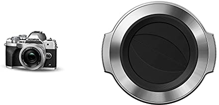 Olympus OM-D E-M10 Mark IV Micro-Four-Thirds-Systemkamera-Kit, 20 MP Sensor, 5-Achsen-Bildstabilisation, leistungsstarker AF & LC-37C automatischer Objektivdeckel Silber