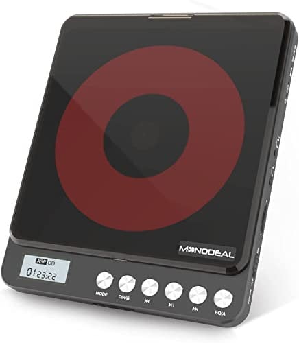 MONODEAL CD Player Portable with Built-in Speakers, Personal Rechargeable CD Player with Double 3.5mm Headphone Jack,Anti-Skip/Shockproof Function with LCD Display for Home, Car and Travel