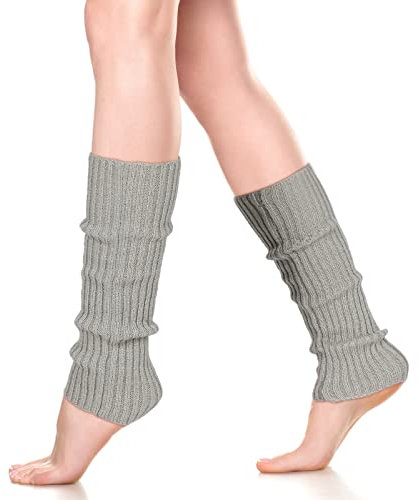 Neer Damen Beinstulpen Gerippte Beinlinge 80er Jahre Lange Beinwärmer Stiefel Knöchelwärmer(Grau)
