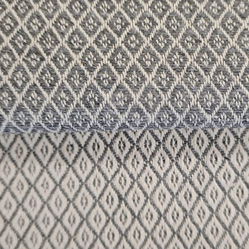 Stoff Meterware Baumwolle grau ecru Raute Diamond pflegeleicht Dekostoff Vorhangstoff Meterpreis