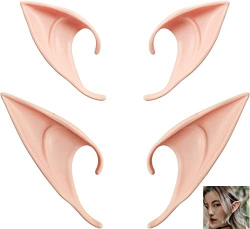 2 Paare Latex Elfenohren Ohren, Fee Cosplay für Halloween Kostüm Weihnachtsfeier Cosplay, ZubehörHalloween Partydekorationen Zubehör