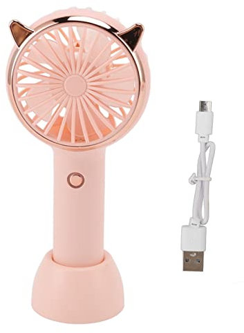 Mini-Handventilator Katze Katzenohren Handventilator Mädchenventilator 3 Stufen USB-Aufladung Tragbarer Mini-Handheld-USB-Ventilator für Outdoor-Aktivitäten Reisen Süße Ventilatorohren USB(Rosa)