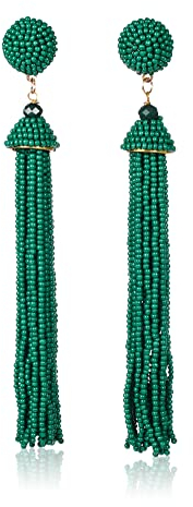 Zavana Lange Tassel-Ohrringe fr Damen - Grne Perlen, Handgemacht, Boho Chic Hnge-Ohrringe, Modeschmuck