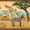 CONCORD WALLCOVERINGS ™ 5815165 Tapetenbordüre, Tiermuster, Savanne, Zebra, Löwe, Leopard, Elefant, für Wohnzimmer, Schlafzimmer, Strandhaus, Cottage, Braun, Grün, Grau, 4,5 m x 19,8 cm