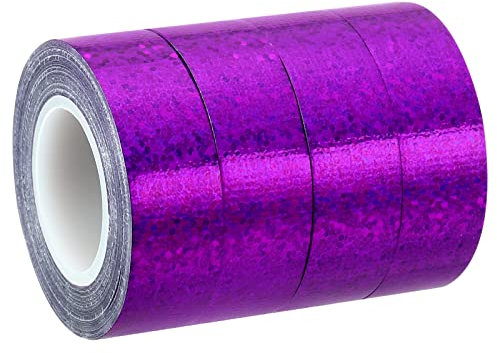 PATIKIL Scintillio Glitter Nastro 15mm x 5m, 4pz Olografico Arte Prisma Mascheratura Nastri Auto -Adesivo per Fai-da-Te Arte Artigianato Avvolgimento Decorazione, Viola