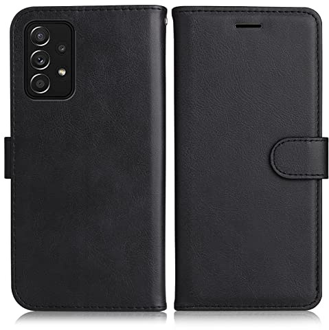 DENDICO Coque pour Galaxy A72 5G / 4G, PU en Cuir Coque Portefeuille Étui Housse, Design Classique TPU Coque pour Samsung Galaxy A72 5G / 4G, Noir