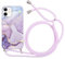 ZhuoFan Handykette Handyhülle für iPhone 12/iPhone 12 Pro Hülle mit Band,Aesthetic Marmor Muster Verstellbarer Halskette mit Kordel zumumhängen,Violett Stoßfest Schutzhülle Kette Cover,Marble Case