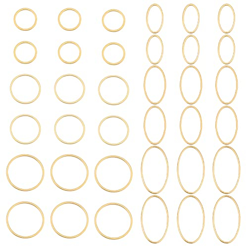 UNICRAFTALE 36 Stück 2 Stile Goldene Edelstahl Verbindungsringe Ovale Runde Metall Verbindungsstücke Hypoallergene Hohle Anhänger Verbindungsstücke Für Die Schmuckherstellung