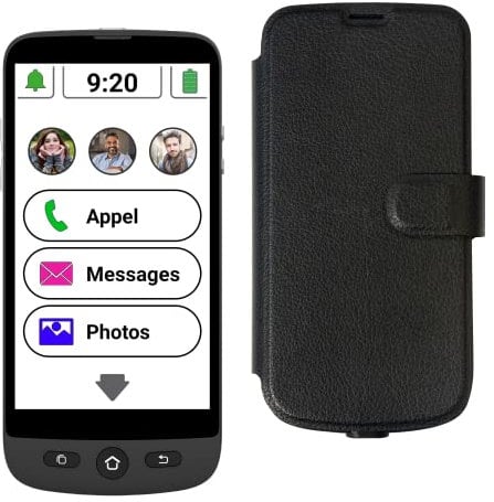 SWISSVOICE - Smartphone S510-M + Câble De Charge Magnétique + Coque de Protection Portefeuille - Facile à Utiliser - Bouton SOS - Smartphone Senior 4G - Débloqué - Noir