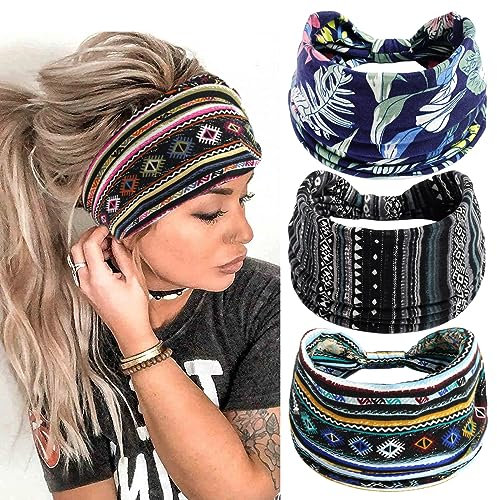 scicent Haarband Damen Haarreifen Breite Boho Knot Yoga Sport Haarbänder Elastische Haarschmuck Mehrfarbig Weiche Turbane Mode Stirnbänder für Frauen, 14334
