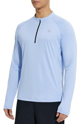 baleaf Herren UPF 50+ Shirts UV-Sonnenschutz Outdoor 1/4 Zip Langarm Hoodie Performance T-Shirt Blau XL