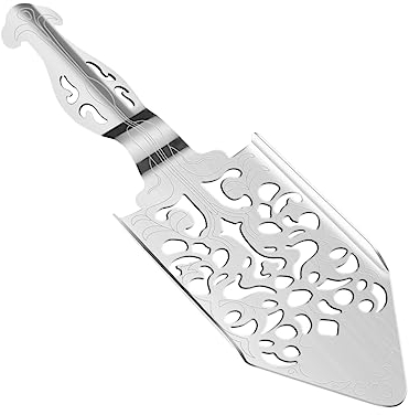 PRETYZOOM Cucharón De Acero Inoxidable Para Filtrar Azúcar Cubos Cucharilla De Cóctel Mango Colador De Hielo Utensilio De Cocina Para Bar y Restaurante Acabado Plateado Vintage