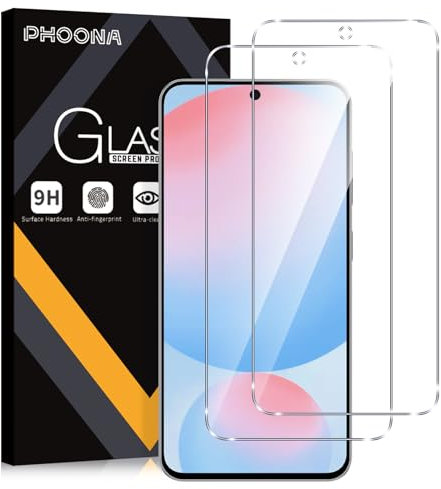 Phoona Verre Trempé pour Samsung Galaxy S24 FE 5G, Lot de 2 Vitre Film Protection écran Compatible avec Samsung S24 FE, Dureté 9H Vitre, Ultra Clair, Anti-Rayures, Facile à Installer