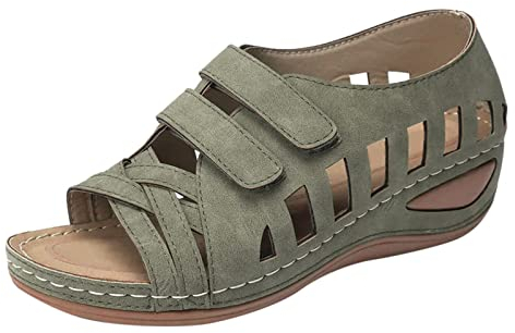 Orthopädische Sandalen Damen, Sommer Outdoor Orthopädische Sandalen mit Weiche Fussbett, Frauen Bequeme Sandaletten, Atmungsaktiv Sandals Hausschuhe, Sommerschuhe Slip On Walking Shoes, Gr.37-42