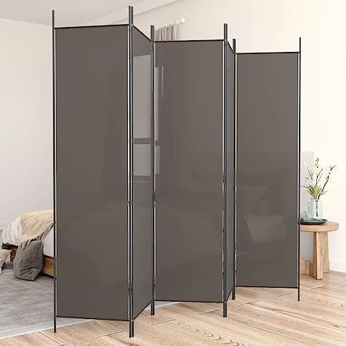Büro-Trennwand Arbeitszimmer-Trennwand Sichtschutzwand 5-TLG. Paravent Anthrazit 250x220 cm Stoff Geeignet für Esszimmer, Büro, Wohnzimmer, Arbeitszimmer