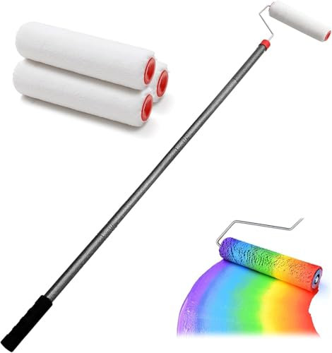 Rouleau Peinture, 300cm Rouleau Spécial pour Mastic avec Manche - pour l'Application de Mastic et d'Enduit au Rouleau