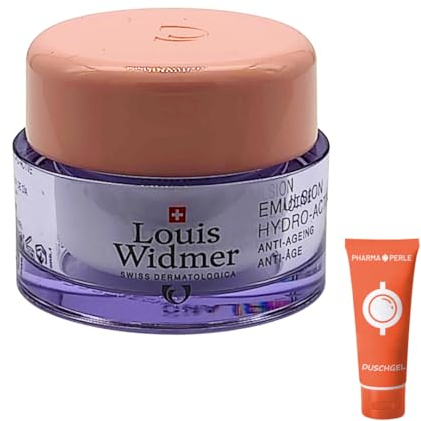 Louis Widmer hydraderm Tagesemulsion unparfümiert 1x 50 ml I für normale & Mischhaut I Anti-Ageing Tagespflege I intensive Feuchtigkeit I Hyaluronsäure I Spar-Set plus Pharma Perle give-away